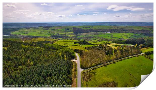 Verdant Landscape from Above in North Yorkshire Print by Man And Life