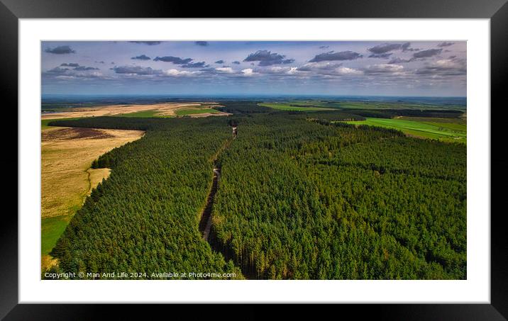 Aerial Path Through Lush Forest in North Yorkshire Framed Mounted Print by Man And Life