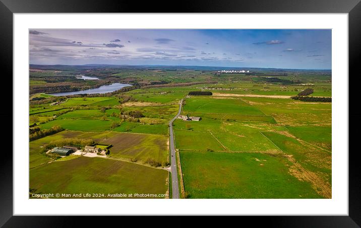 Rural Serenity: Aerial Landscape with Lake in North Yorkshire Framed Mounted Print by Man And Life