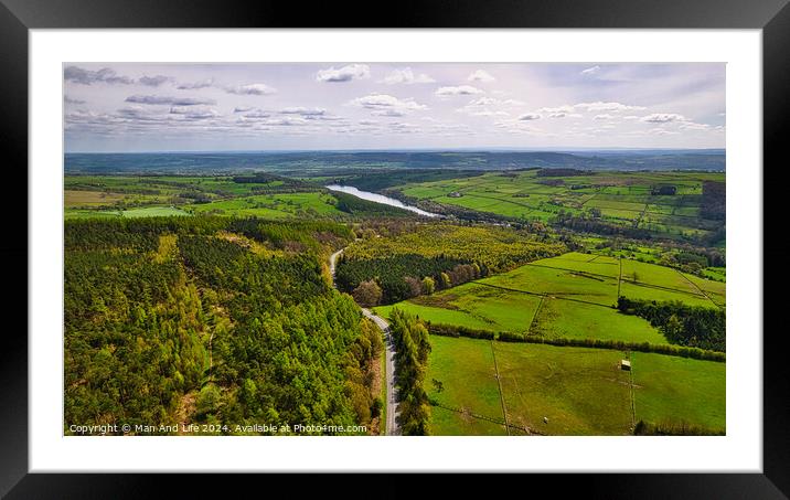 Aerial Panorama of Verdant Landscape in North Yorkshire Framed Mounted Print by Man And Life