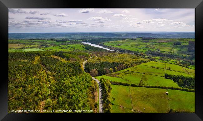 Aerial Panorama of Verdant Landscape in North Yorkshire Framed Print by Man And Life