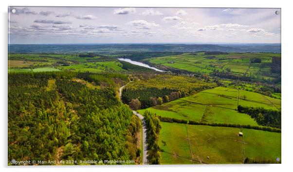 Aerial Panorama of Verdant Landscape in North Yorkshire Acrylic by Man And Life