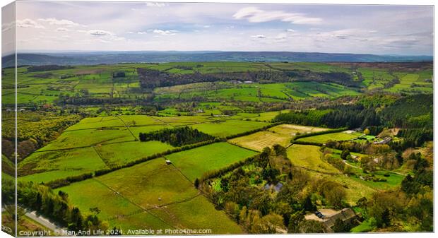 Verdant Rural Landscape from Above in North Yorkshire Canvas Print by Man And Life
