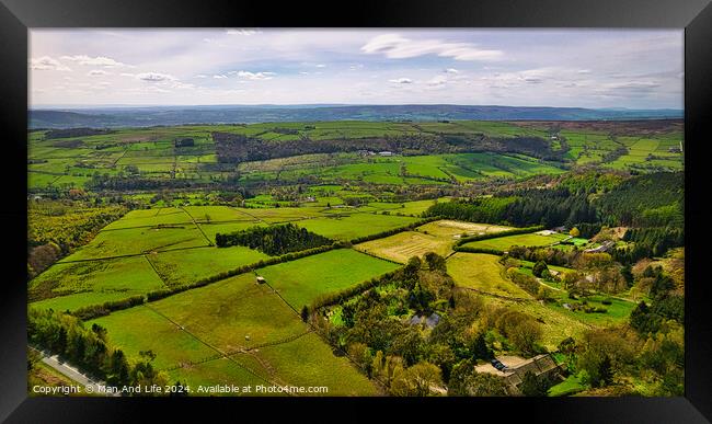 Verdant Rural Landscape from Above in North Yorkshire Framed Print by Man And Life