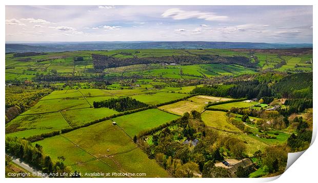 Verdant Rural Landscape from Above in North Yorkshire Print by Man And Life