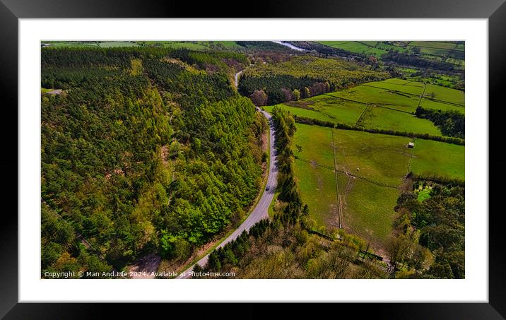 Winding Road Through Lush Forest in North Yorkshire Framed Mounted Print by Man And Life