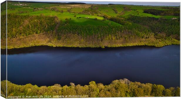 Serene Lake and Lush Forests Aerial View in North Yorkshire Canvas Print by Man And Life