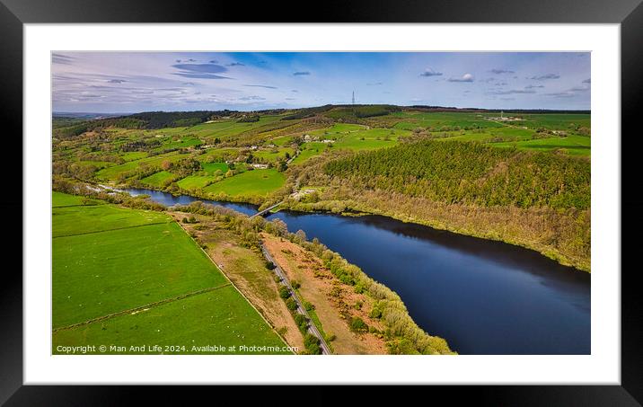 Verdant River Valley Aerial View in North Yorkshire Framed Mounted Print by Man And Life