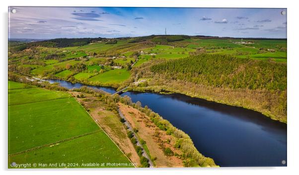 Verdant River Valley Aerial View in North Yorkshire Acrylic by Man And Life