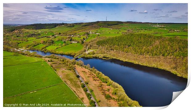 Verdant River Valley Aerial View in North Yorkshire Print by Man And Life