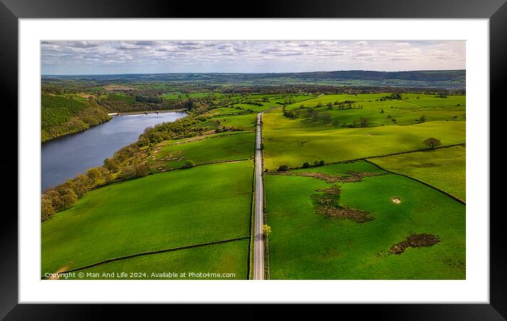 Green Fields and Winding River in North Yorkshire Framed Mounted Print by Man And Life