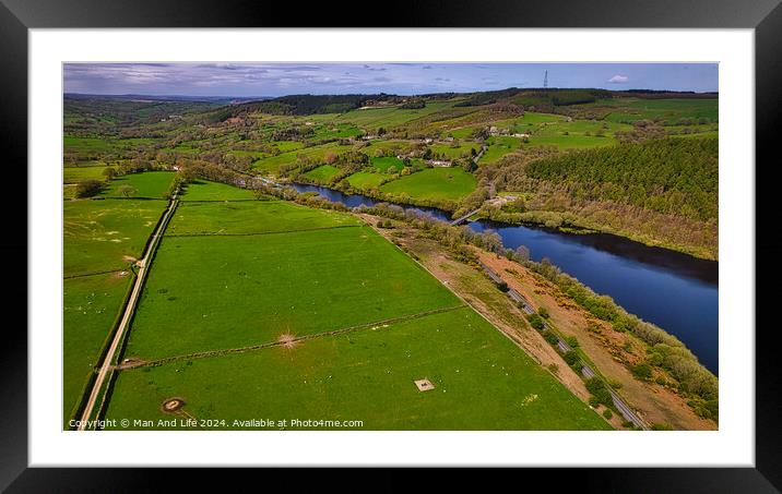 Scenic River Bend in Lush Countryside in North Yorkshire Framed Mounted Print by Man And Life