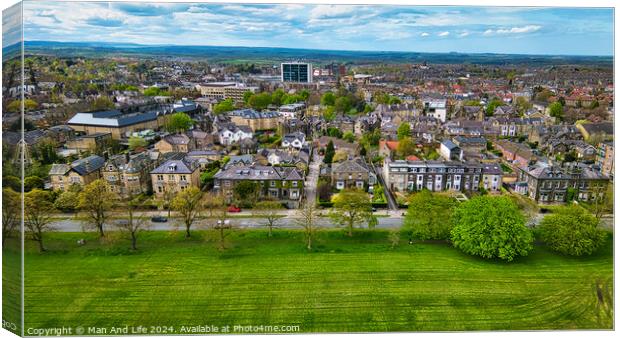 Aerial Townscape with Green Fields in Harrogate, North Yorkshire Canvas Print by Man And Life