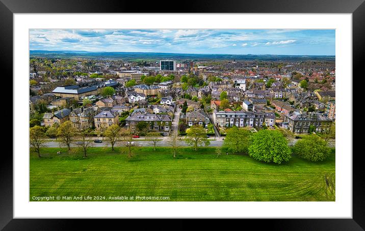 Aerial Townscape with Green Fields in Harrogate, North Yorkshire Framed Mounted Print by Man And Life
