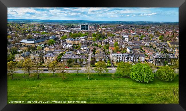 Aerial Townscape with Green Fields in Harrogate, North Yorkshire Framed Print by Man And Life