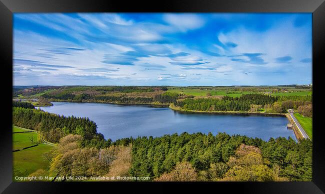 Serene Lake Aerial View in Harrogate, North Yorkshire Framed Print by Man And Life