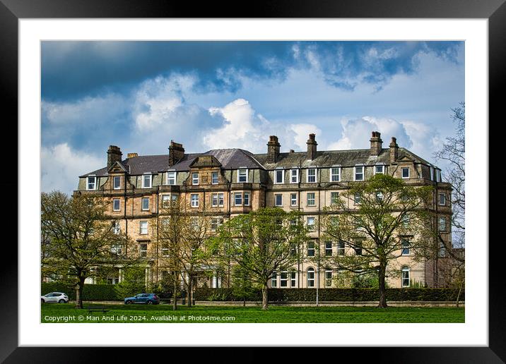 Historic Stone Apartments Under Cloudy Sky in Harrogate ,North Yorkshire Framed Mounted Print by Man And Life