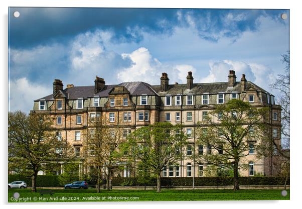 Historic Stone Apartments Under Cloudy Sky in Harrogate ,North Yorkshire Acrylic by Man And Life