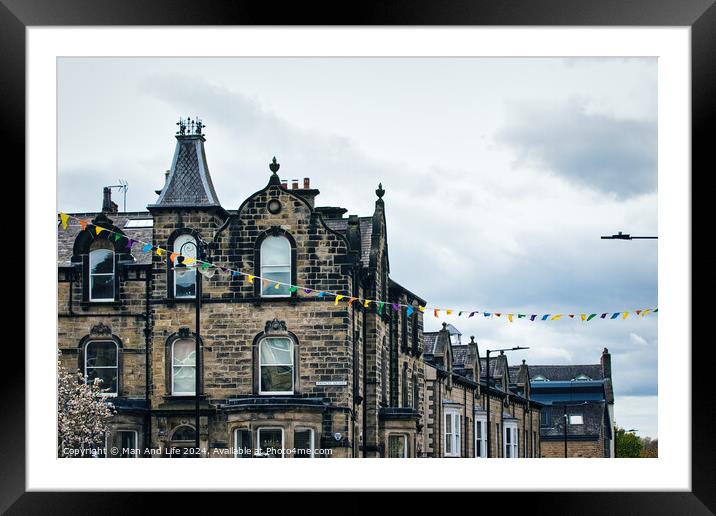 Festive Stone Buildings in Harrogate, North Yorkshire Framed Mounted Print by Man And Life