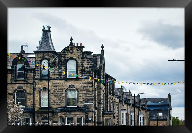 Festive Stone Buildings in Harrogate, North Yorkshire Framed Print by Man And Life