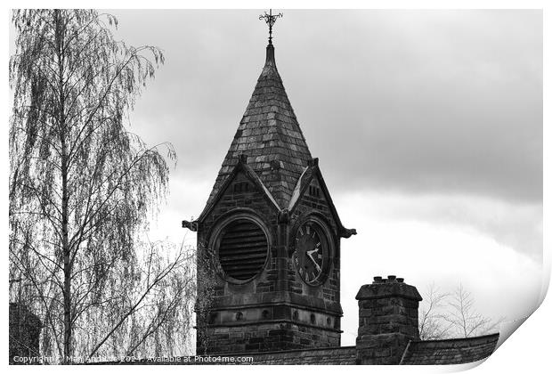 Vintage Church Steeple and Clock in Harrogate, North Yorkshire Print by Man And Life