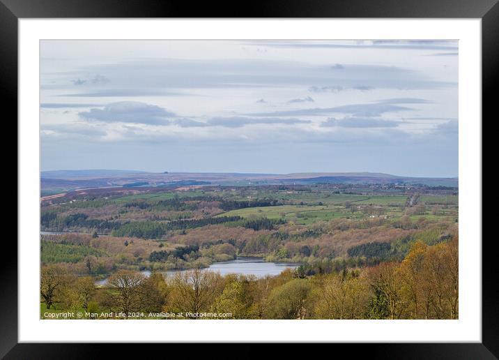 Lush Landscape with Lake and Hills Framed Mounted Print by Man And Life