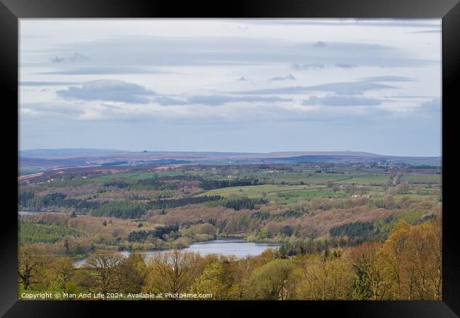 Lush Landscape with Lake and Hills Framed Print by Man And Life