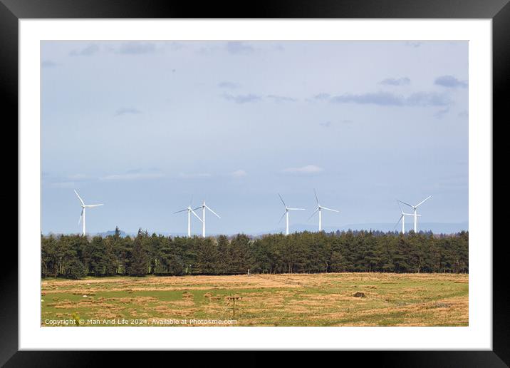 Wind Turbines in Countryside Framed Mounted Print by Man And Life