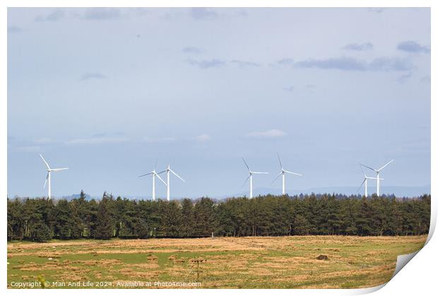 Wind Turbines in Countryside Print by Man And Life