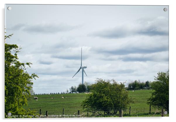 Wind Turbine in Pastoral Setting Acrylic by Man And Life