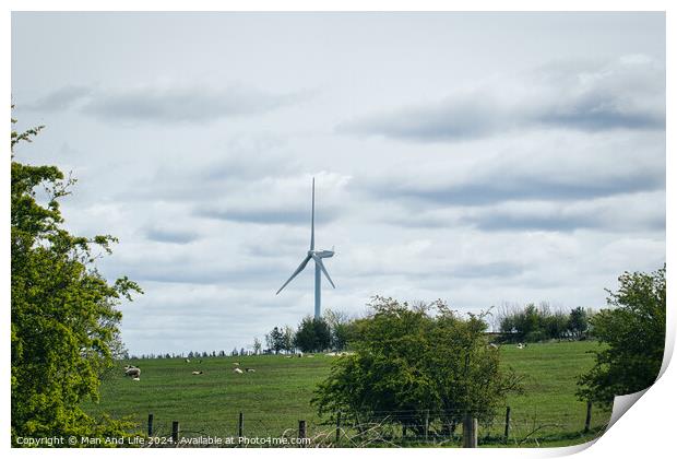 Wind Turbine in Pastoral Setting Print by Man And Life