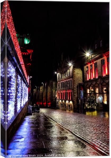 Christmas lights at night Canvas Print by Amy Smith