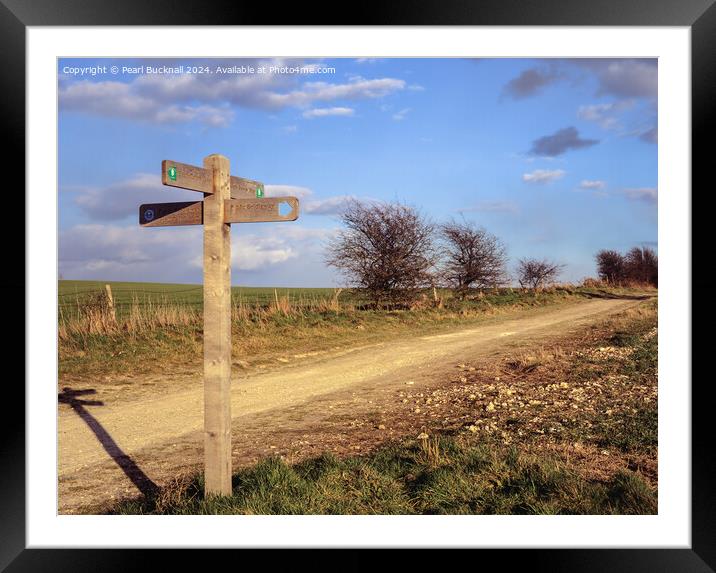 South Downs Way path in West Sussex Framed Mounted Print by Pearl Bucknall