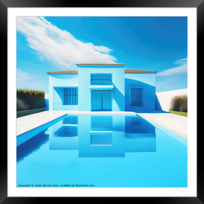 Spanish House in Blue Framed Mounted Print by Julian Bound