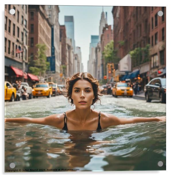 Swimming on Broadway Acrylic by Julian Bound