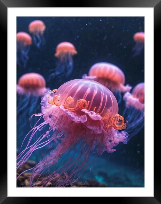 Jellyfish of Peace Framed Mounted Print by Julian Bound