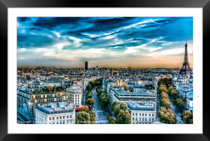 The Parisian Skyline Framed Mounted Print by Dark Blue Star
