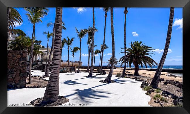 Lanzarote baja de los charcos beach Framed Print by RJW Images