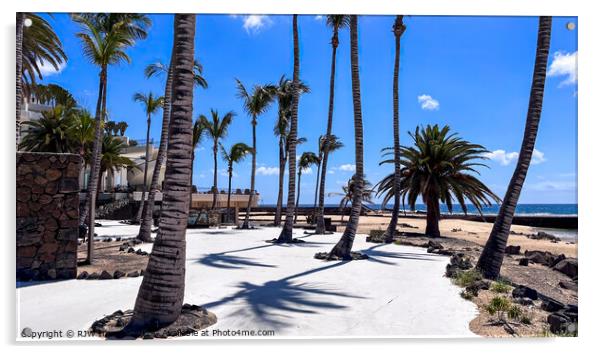 Lanzarote baja de los charcos beach Acrylic by RJW Images