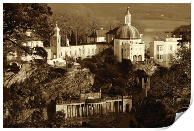 In The Village, Portmeirion 1, sepia Print by Paul Boizot