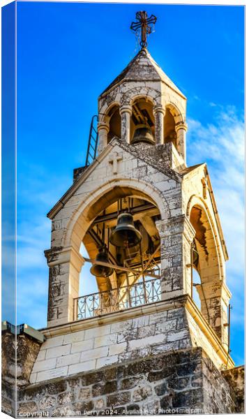 Steeple Bells Church of Nativity Bethlehem West Bank Palestine Canvas Print by William Perry