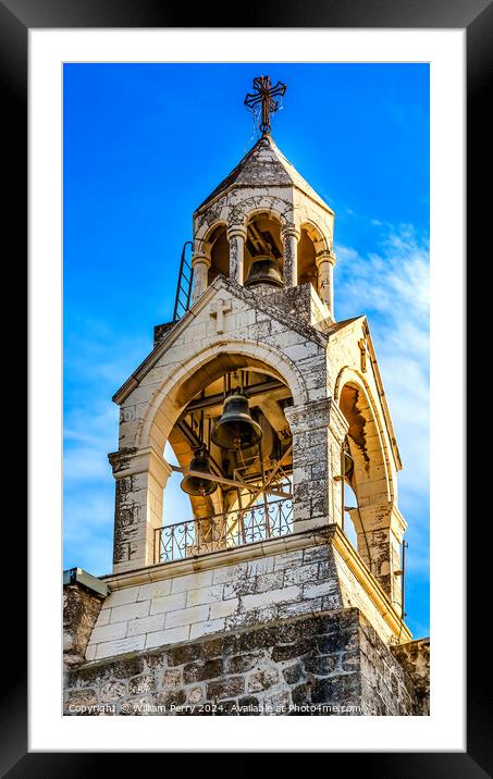 Steeple Bells Church of Nativity Bethlehem West Bank Palestine Framed Mounted Print by William Perry