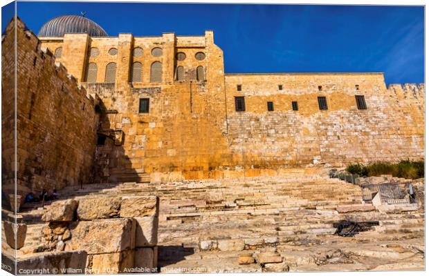 Ancient Steps Second Jewish Temple Jerusalem Israel  Canvas Print by William Perry