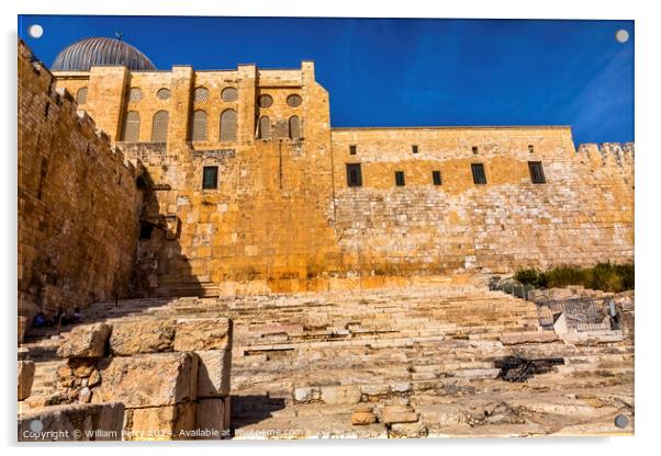 Ancient Steps Second Jewish Temple Jerusalem Israel  Acrylic by William Perry