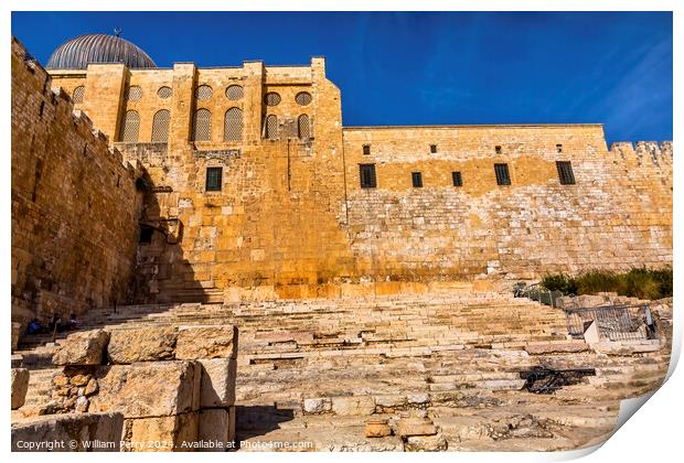 Ancient Steps Second Jewish Temple Jerusalem Israel  Print by William Perry