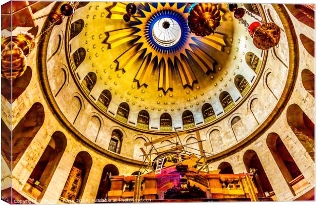Jesus Tomb Construction Dome Church of Holy Sepulchre Jerusalem  Canvas Print by William Perry