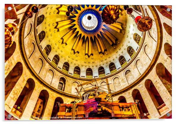 Jesus Tomb Construction Dome Church of Holy Sepulchre Jerusalem  Acrylic by William Perry