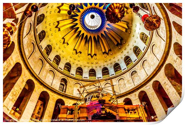 Jesus Tomb Construction Dome Church of Holy Sepulchre Jerusalem  Print by William Perry