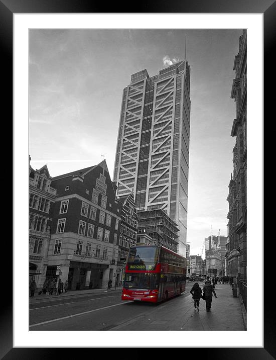 Heron Tower London black and white Framed Mounted Print by David French