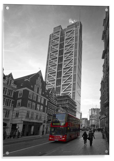 Heron Tower London black and white Acrylic by David French